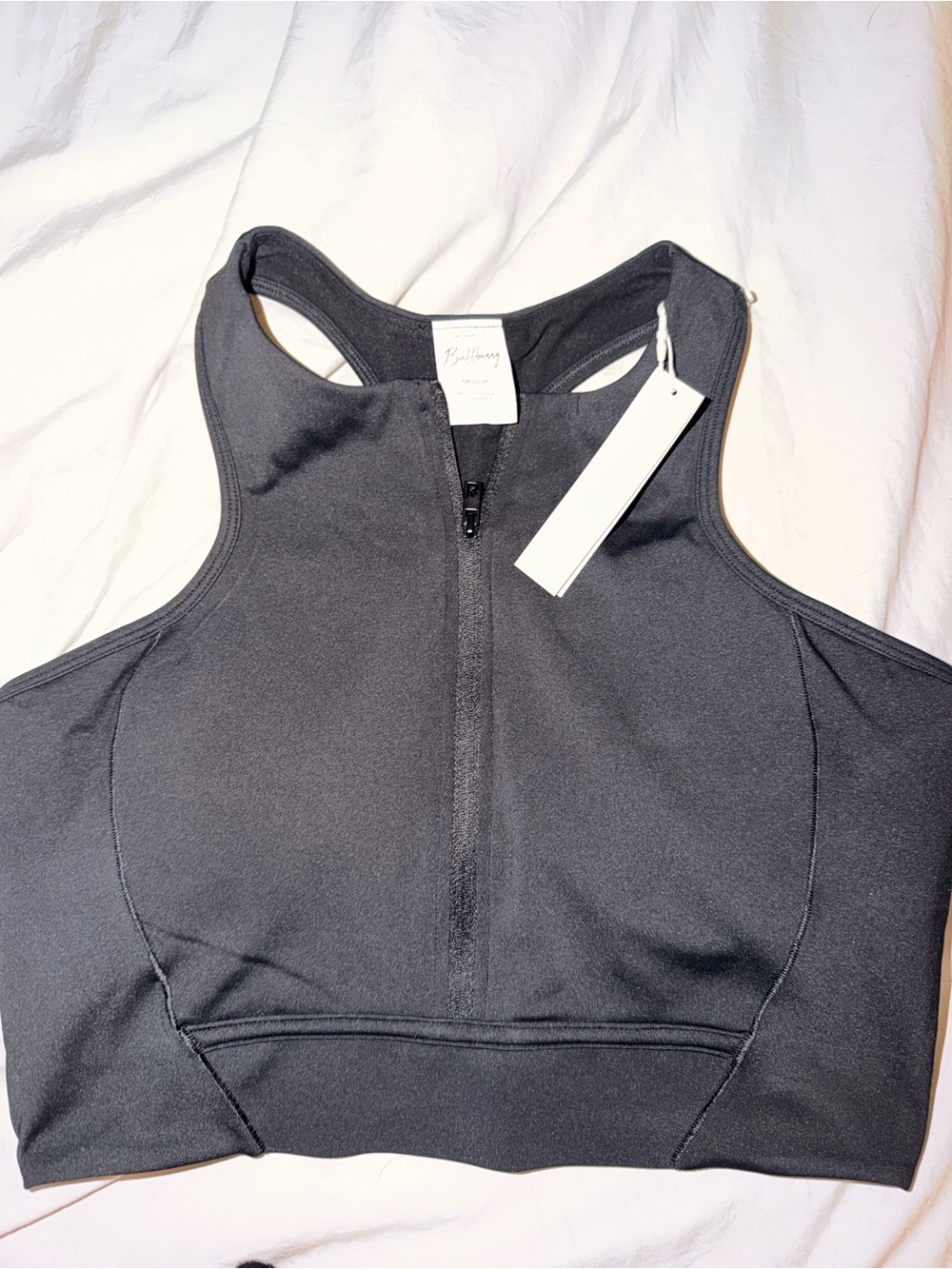 BuffBunny Black High-Neck Front-Zip Crop Top